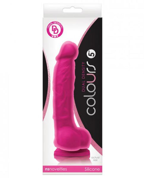 Colours Dual Density 5 Inches Dong, Balls & Suction Cup Pink