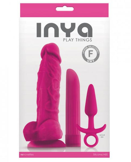 Inya Play Things Pink Set Plug, Dildo & Vibrator