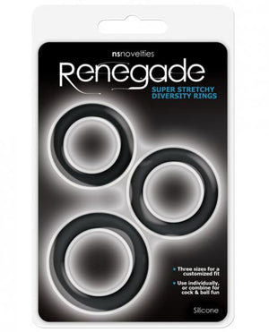 Renegade Diversity Rings Black Pack Of 3