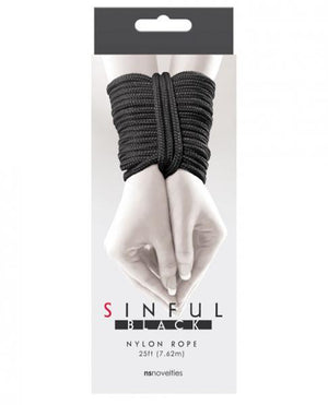 Sinful 25 Feet Nylon Rope Black