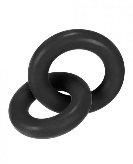 Hunkyjunk Duo Linked Cock & Ball Rings Tar Black