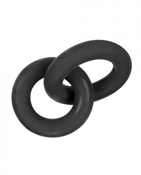 Hunkyjunk Duo Linked Cock & Ball Rings Tar Black