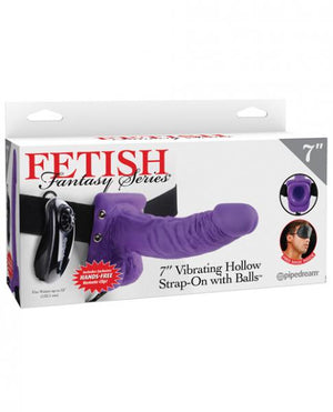 Fetish Fantasy 7 Inches Vibrating Hollow Strap On Balls Purple