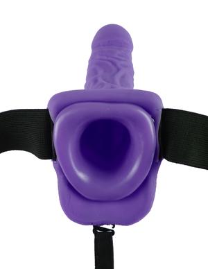 Fetish Fantasy 7 Inches Vibrating Hollow Strap On Balls Purple