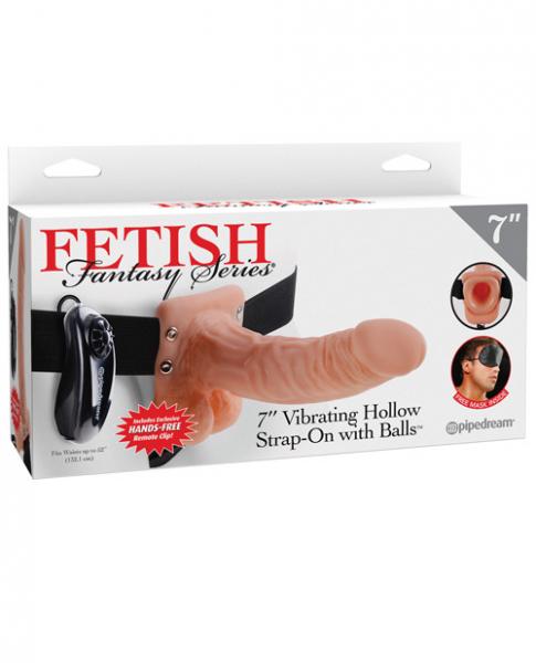 Fetish Fantasy 7" Vibrating Hollow Strap On Balls Beige