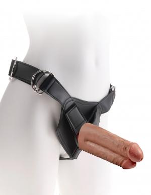 King Cock Strap On Harness With 7 Inches Two Cocks One Hole Tan