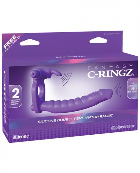 Fantasy C Ringz Silicone Dp Rabbit Vibrator Purple