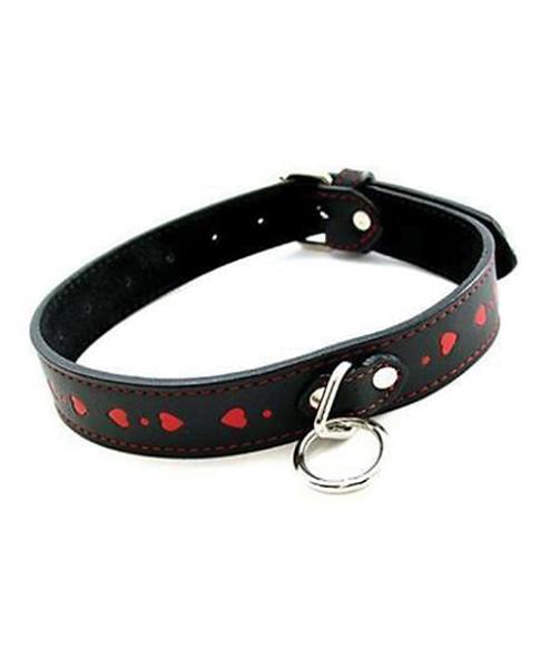 Plesur Pvc Collar W/Hearts Black/Red