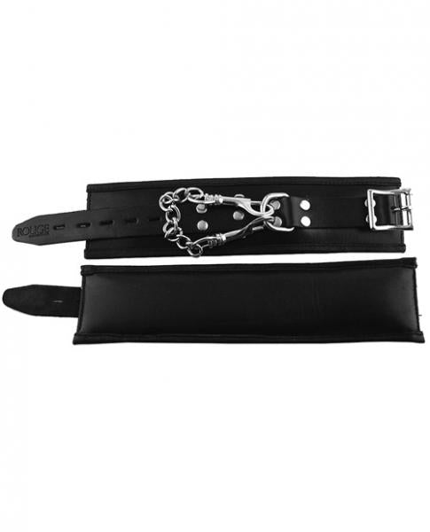 Rouge Padded Leather Wrist Cuffs Black