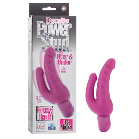 Bendie Power Stud Over & Under Double Vibrating Dildo Waterproof Pink