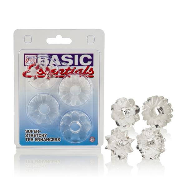 Basic Essentials Set Of 4 Rings Clear