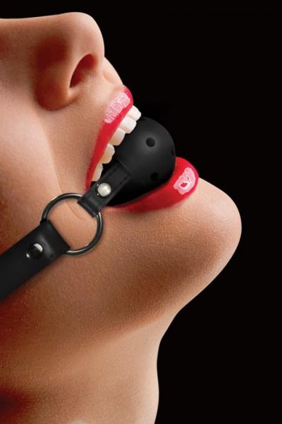 Ouch Ball Gag Leather Straps Black O/S