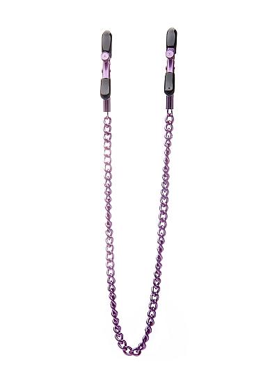 Ouch Adjustable Nipple Clamps With Chain Purple
