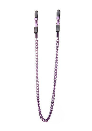 Ouch Adjustable Nipple Clamps With Chain Purple