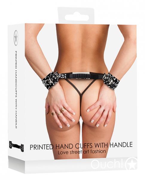 Printed Handcuffs Love Street Art Fashion With Handle Black