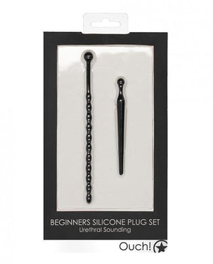 Ouch! Urethral Sounding Silicone Beginners Plug Set Black