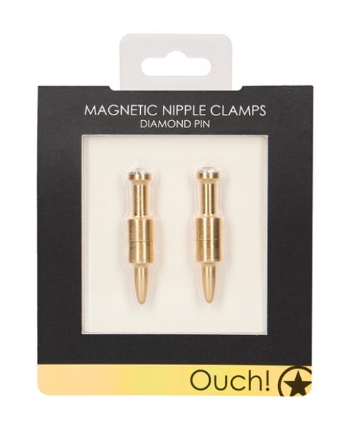 Shots Ouch Diamond Pin Magnetic Nipple Clamps Gold