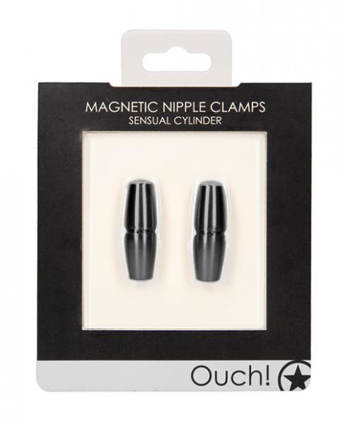 Shots Ouch Sensual Cylinder Magnetic Nipple Clamps Black