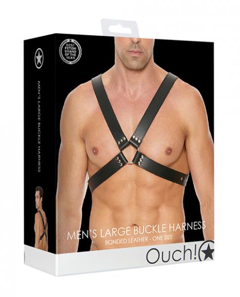 Shots Ouch Men's Large Buckle Harness Black