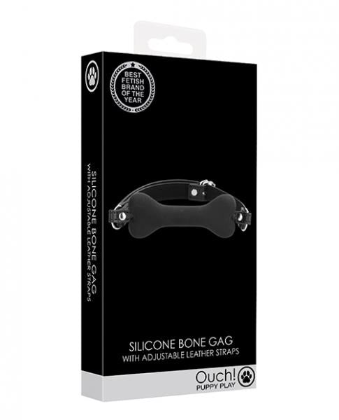 Shots Ouch Puppy Play Silicone Bone Gag Black