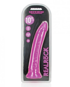 Shots Realrock 10" Slim Dildo Glow In The Dark Neon Purple