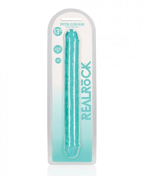 Shots Realrock Crystal Clear 13" Double Dildo Turquoise