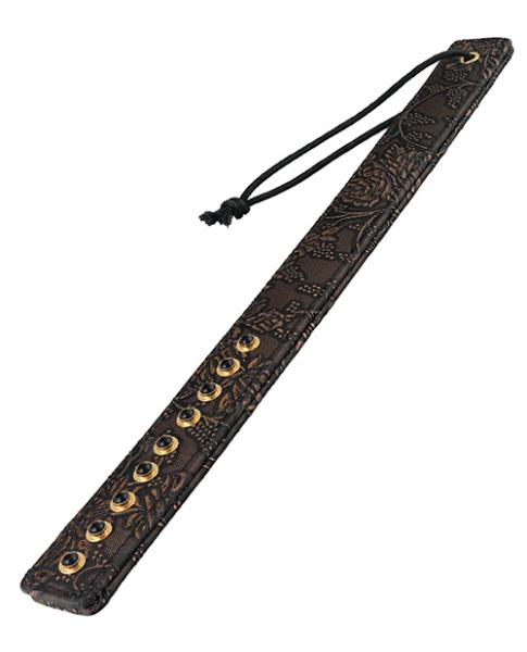 Spartacus Paddle Brown Pu Floral Print With Gems