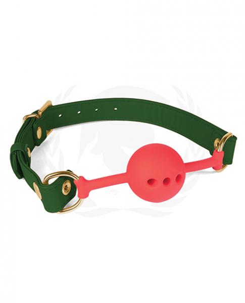 Spartacus Silicone Ball Gag W/Green Pu Straps 46 Mm