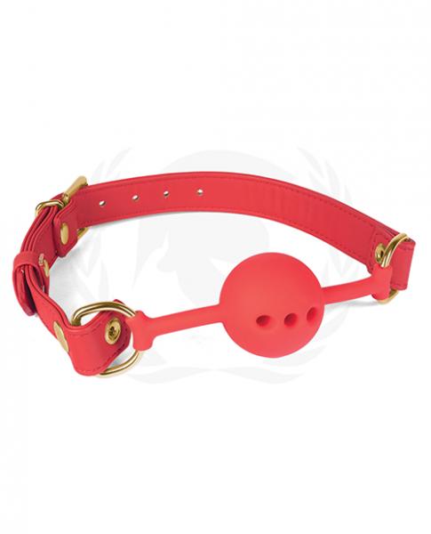 Spartacus Silicone Ball Gag W/Red Pu Straps 46 Mm