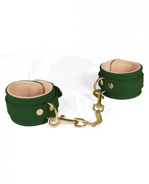 Spartacus Pu Wrist Cuffs W/Plush Lining Green