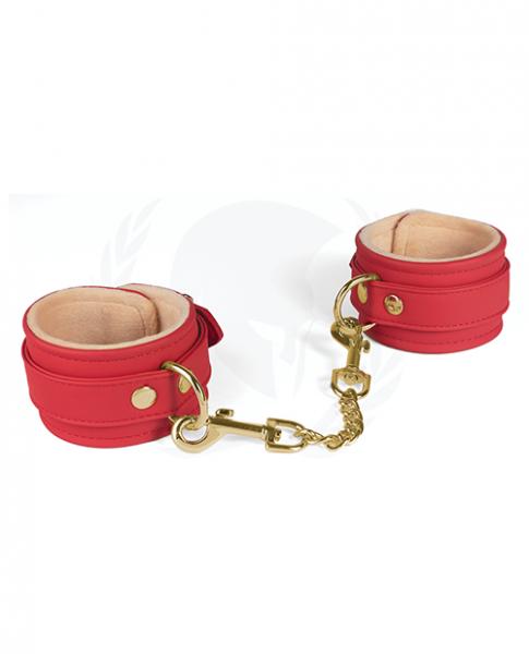 Spartacus Pu Wrist Cuffs W/Plush Lining Red