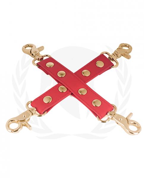 Spartacus Pu Hog Tie W/Gold Hardware Red