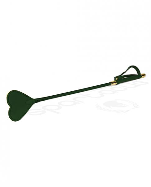 Spartacus Pu Riding Crop W/Plush Heart Shape Tip Green