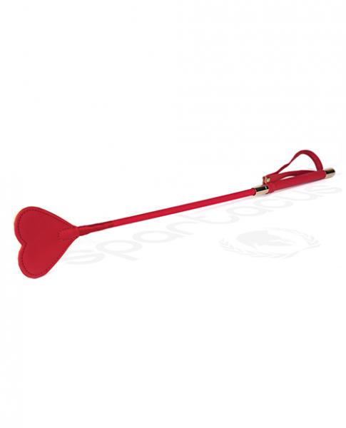 Spartacus Pu Riding Crop W/Plush Heart Shape Tip Red