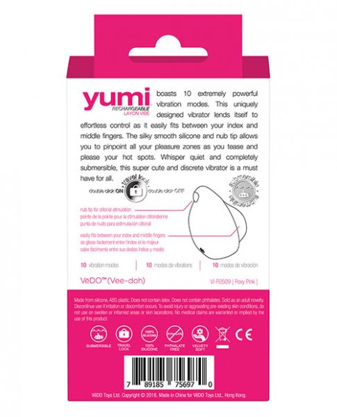 Vedo Yumi Rechargeable Finger Vibe Foxy Pink
