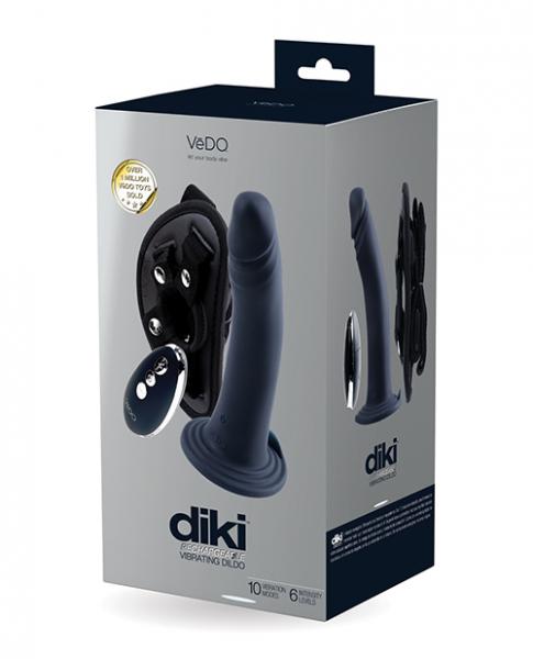 Vedo Diki Rechargeable Vibrating Dildo W/Harness Just Black