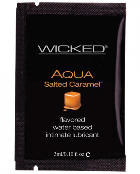 Wicked Sensual Care Collection Aqua Waterbased Lubricant 3 Ml. Packet Salted Caramel