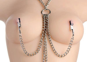 Chained Collar Nipple Clamps And Clitoris Clamps Set