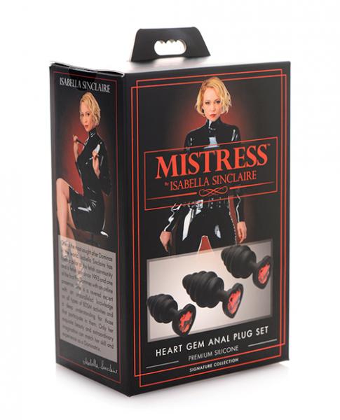 Mistress By Isabella Sinclaire Heart Gem Silicone 3 Pc Anal Plug Set Black