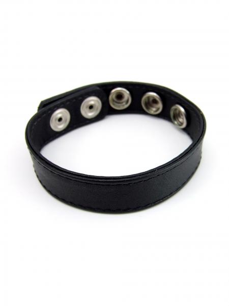 M2 M Cock Ring Sewn Leather 5 Snaps Black