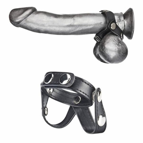 C & B Gear V Style Cock Ring With Ball Divider Black