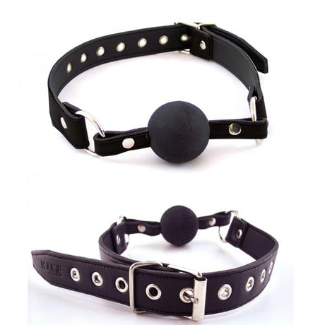 Rouge Leather Ball Gag Black