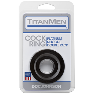 Titanmen Cock Ring Platinum Silicone Double Pack Black