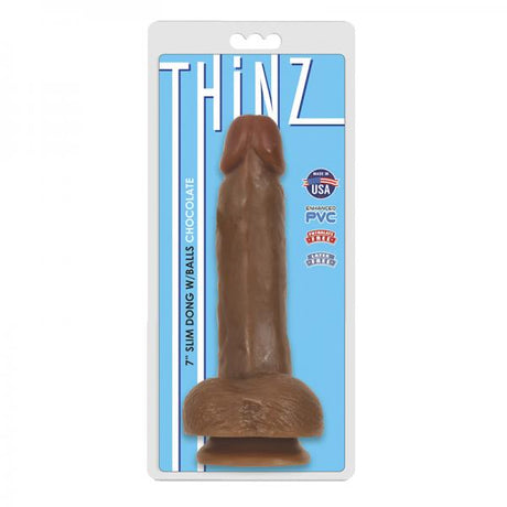 Thinz 7 Inches Slim Dong With Balls Chocolate Brown