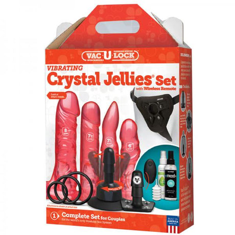 Vac U Lock Vibrating Crystal Jellies Set With Remote Pink