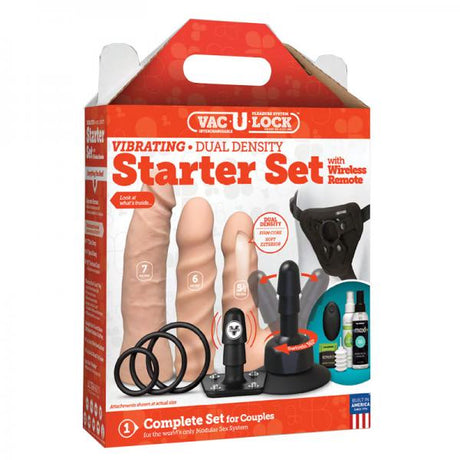 Vac U Lock Vibrating Dual Density Starter Set With Wireless Remote Beige