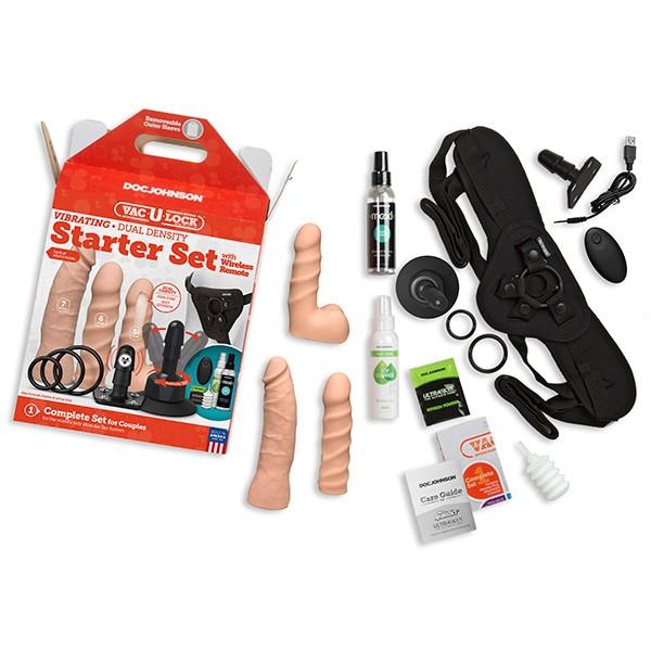 Vac U Lock Vibrating Dual Density Starter Set With Wireless Remote Beige