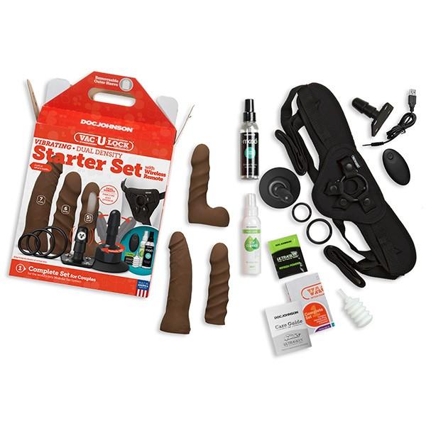Vac U Lock Vibrating Dual Density Starter Set With Wireless Remote Brown