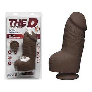 The D Fat D 8 Inches With Balls Ultraskyn Brown Dildo