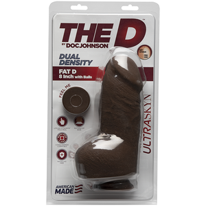 The D Fat D 8 Inches With Balls Ultraskyn Brown Dildo